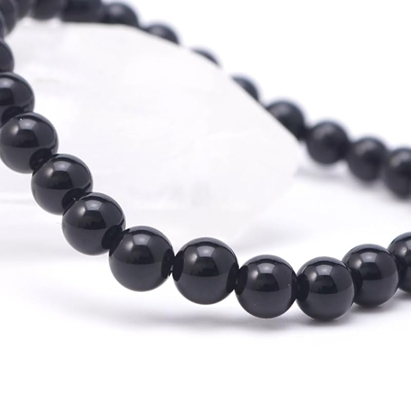 Браслет из круглых шариков Морион 6 мм, внутренняя окружность, приблизительно 18 см, черный кристалл, фантомный кристалл, натуральный камень, молитвенные четки из камня