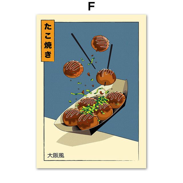 Яйцо Ламианская лапша японские суши Shaoju еда печать плакатов скандинавская настенная живопись маслом ресторан