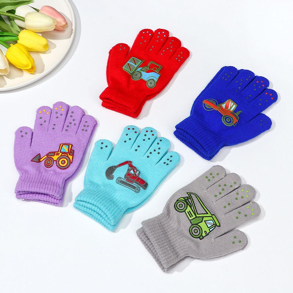 Winter Outdoor Sports Non-slip Cute Cartoon Thick Warm Knitted Mittens Kids Gloves