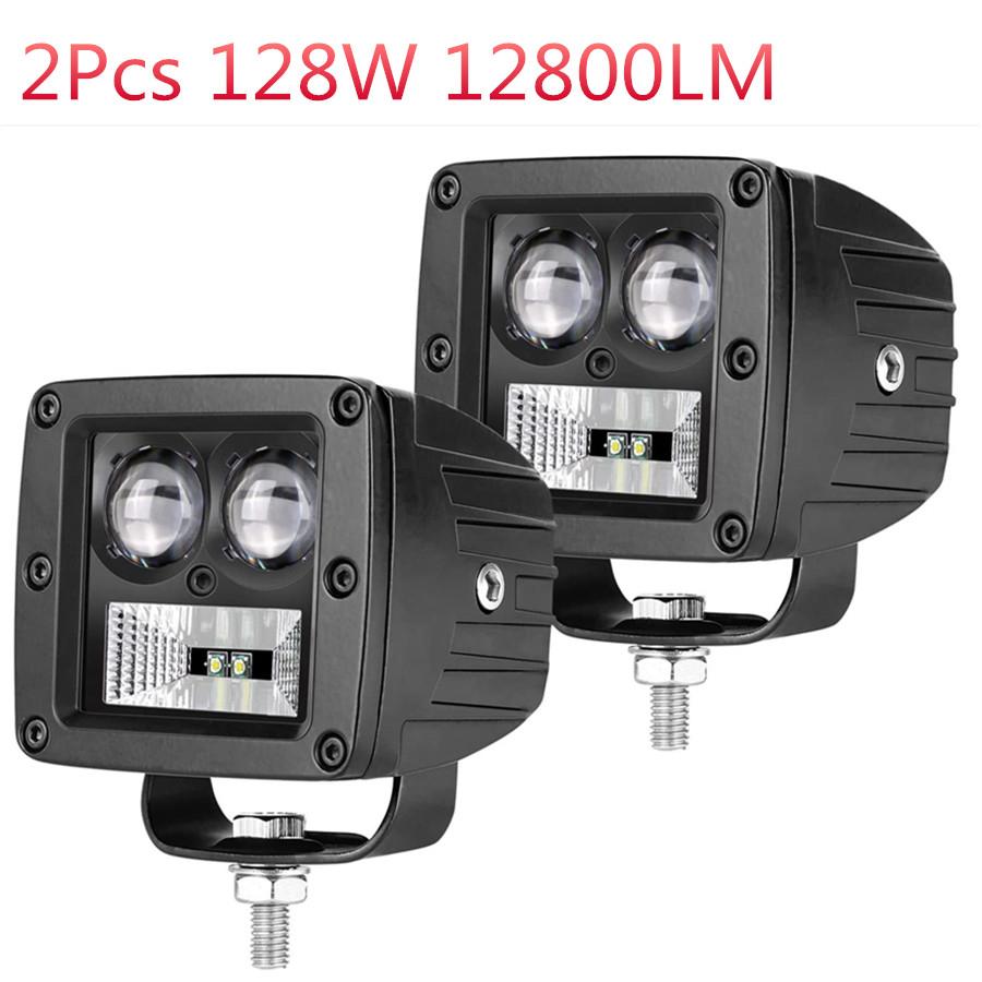 2 шт. 128 Вт 12800 лм CREE светодиодные фары-поды 3 дюйма Внедорожные фары Светодиодные фары для вождения