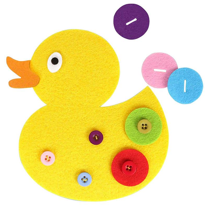 DIY Nonwoven Fabric Material Package Tie Button Puzzle Felt Little Fish Frog Duck Children Early Education Puzzle Toys TMZ