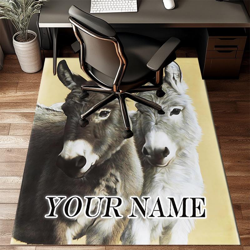 1PC Custom Name Donkey duo portrait Theme Floor Mat Ideal for Living Room, Game Rooms, Office, Bedroom,Floor Mat Playful Design