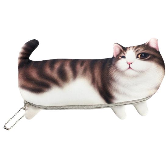 Сумка для ручек с имитацией кота, большая вместительная молния, цепочка из бисера, пылезащитный портативный чехол для карандашей для мальчиков и девочек, канцелярские принадлежности, школьные принадлежности