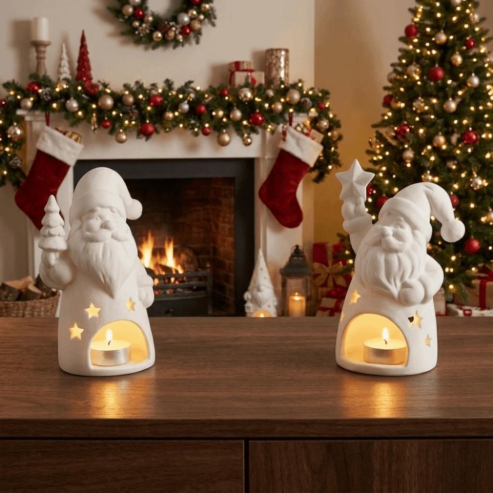 Unpainted Christmas Candle Holder 3D Printed Gnome Shape Candle Holder Christmas Table Decor
