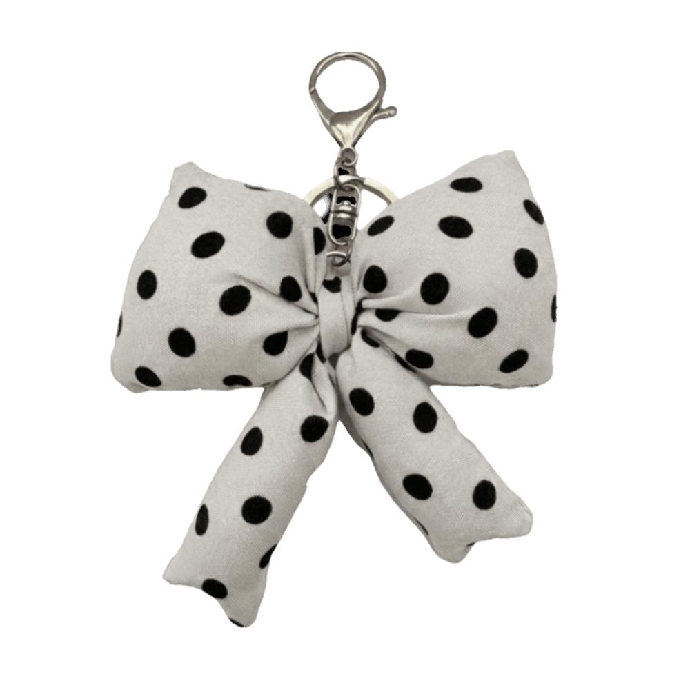 Padded Fabric Bag Pendant Polyester Backpack Handbag Decor Cute Polka Dot Bow Keychain  Gift