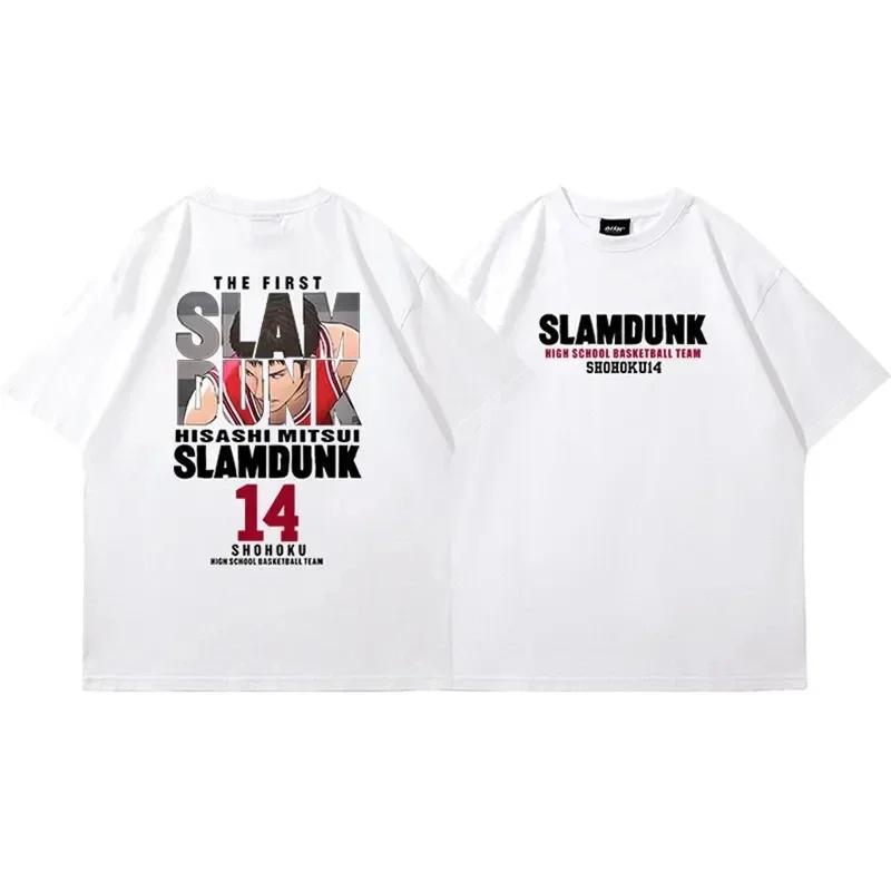 2025 Men Anime Slam Dunk Print T-Shirt Men Oversized Japanese Manganese Short Sleeve Fast Shipping Pure Cotton Oversized T Shirt