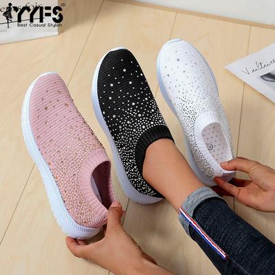 Женские дышащие кроссовки со стразами