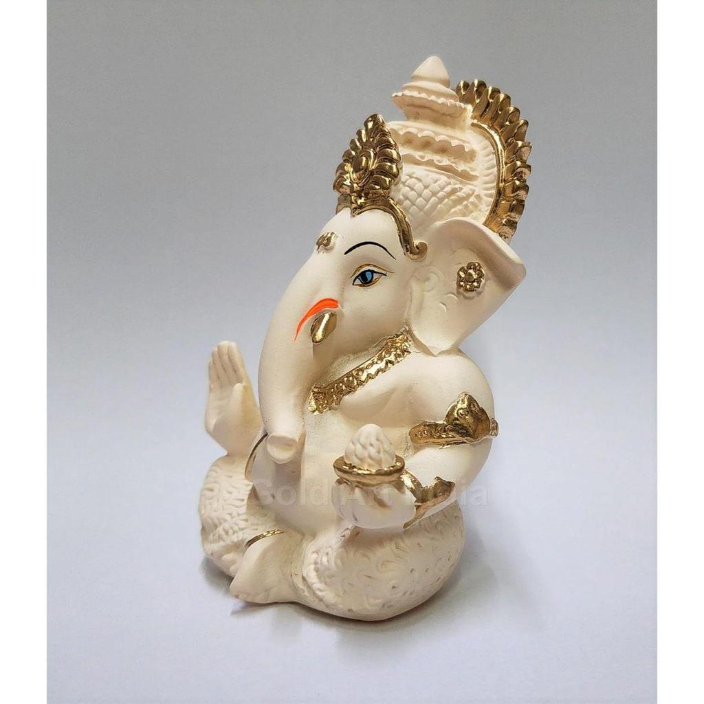 Персиковый Слоновая кость Отделка Идол Ганеши Идол на приборную панель автомобиля Мурти Ганеши Идол Ганапати Для домашнего декора Пуджа Статуэтка Господа Ганеши Подарок для офисного стола Комната для пуджи
