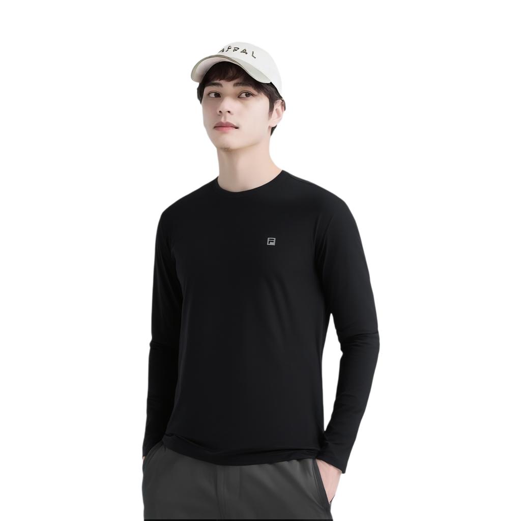 Men's FILA Fitness T-Shirts Men's Pitch Black Crew Neck Moderate