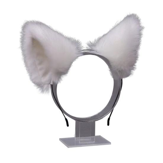 Плюшевая повязка на голову с кошачьими ушками, обруч для волос ручной работы на Хэллоуин, вечеринка, атмосфера, реквизит для фотосъемки
