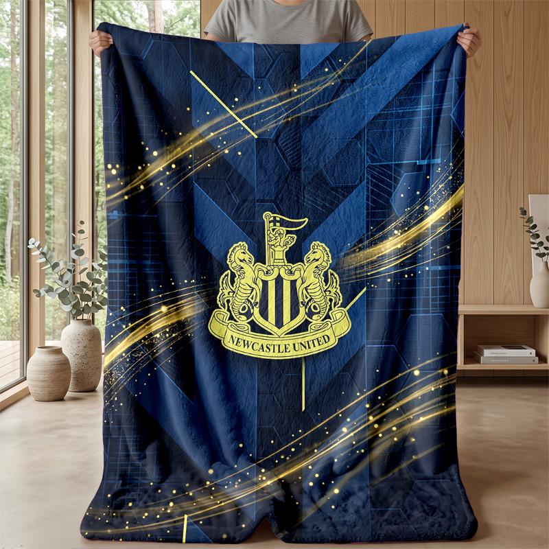 Newcastle United Football Print Flannel Blanket, Soft Warm Lightweight Throw Blanket for Sofa Bed Camping