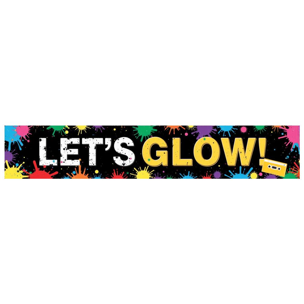 Polyester Material Let's Glow Banner  Colorful Glow Banner  Neon Glow Banner for Retro Party Indoor Decoration Festive