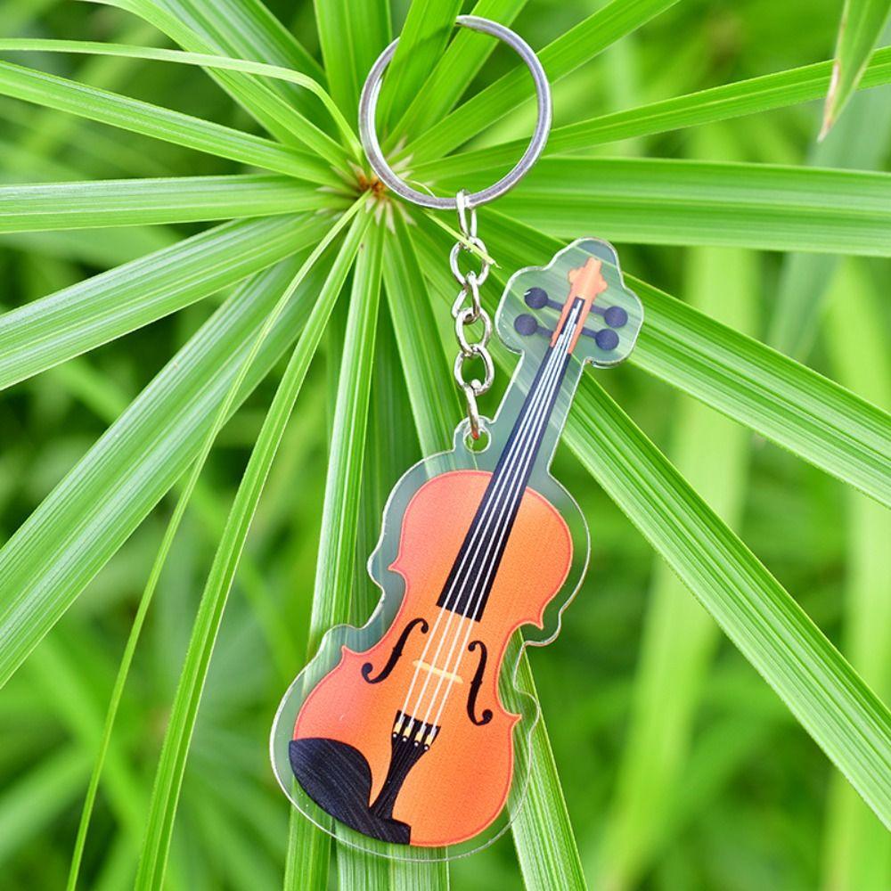 Cello Guitar Acrylic Keychain VIOLIN Electric Guitar Model Keyring Bag Pendant