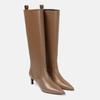 Krazing Pot Cow Leather Autumn Winter Shoes Stiletto Thin High Heels Big Size 46 European Style Keep Warm Thigh High Boots