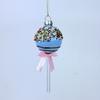 Bombka kształtka szklana - niebieski cake pop z posypką , ciasteczkowy lizak 13x5x5 cm