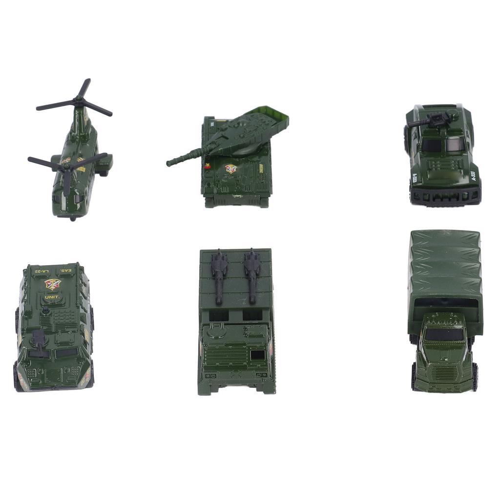 Diecast Military Vehicles 6 Pack Army Toys Assorted Transporter Tank Helicopter Armored Car for