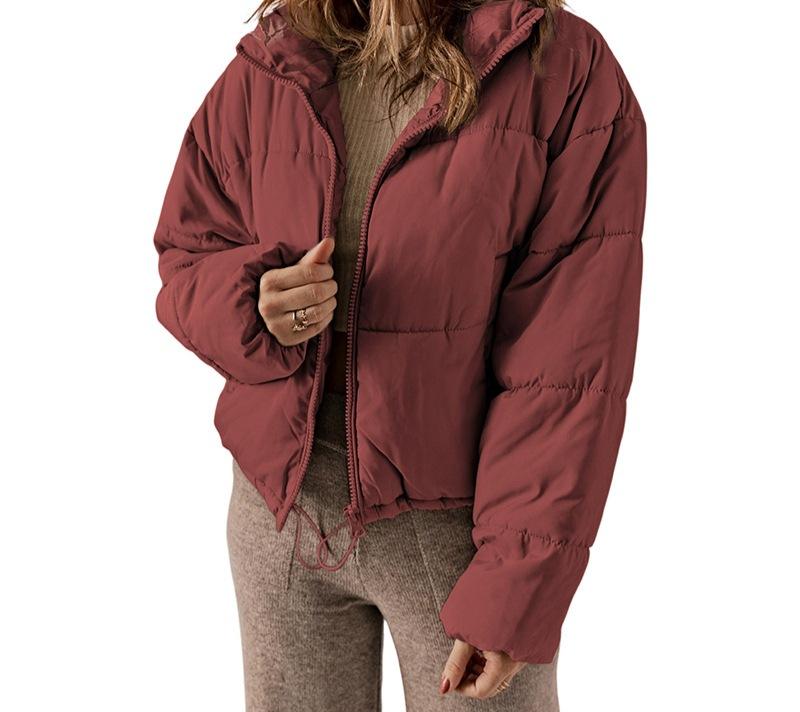 European counter women's clothing winter new fashion trend foreign style solid color simple warm cotton jacket