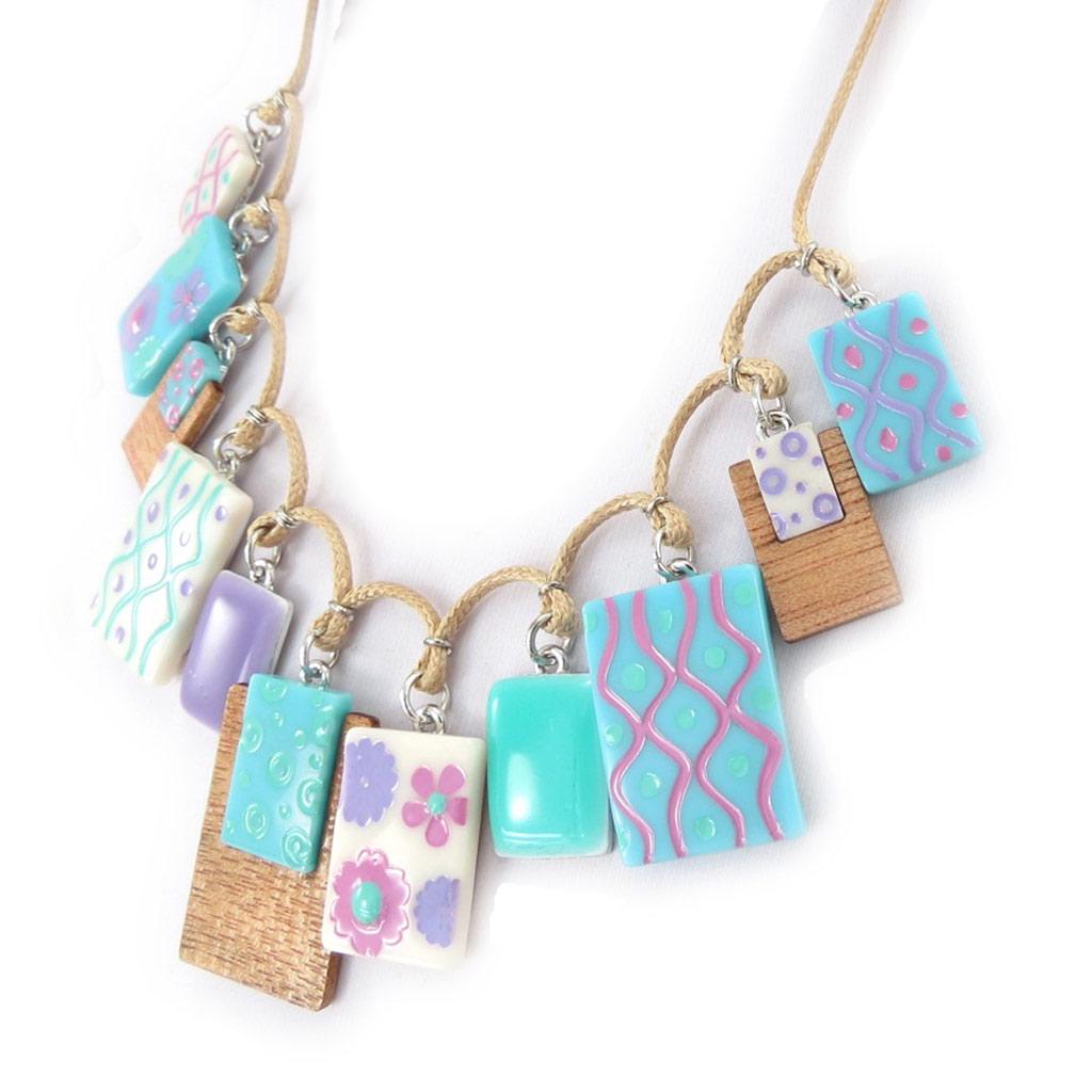 NOA [K0187] - Дизайнерское колье 'Bora Bora' бирюзово-лиловый