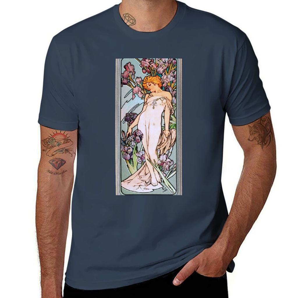 Masters Iris Old Mucha By Reproductions Nouveau Alphonse Art The Tshirt Breathable Travel Tshirt