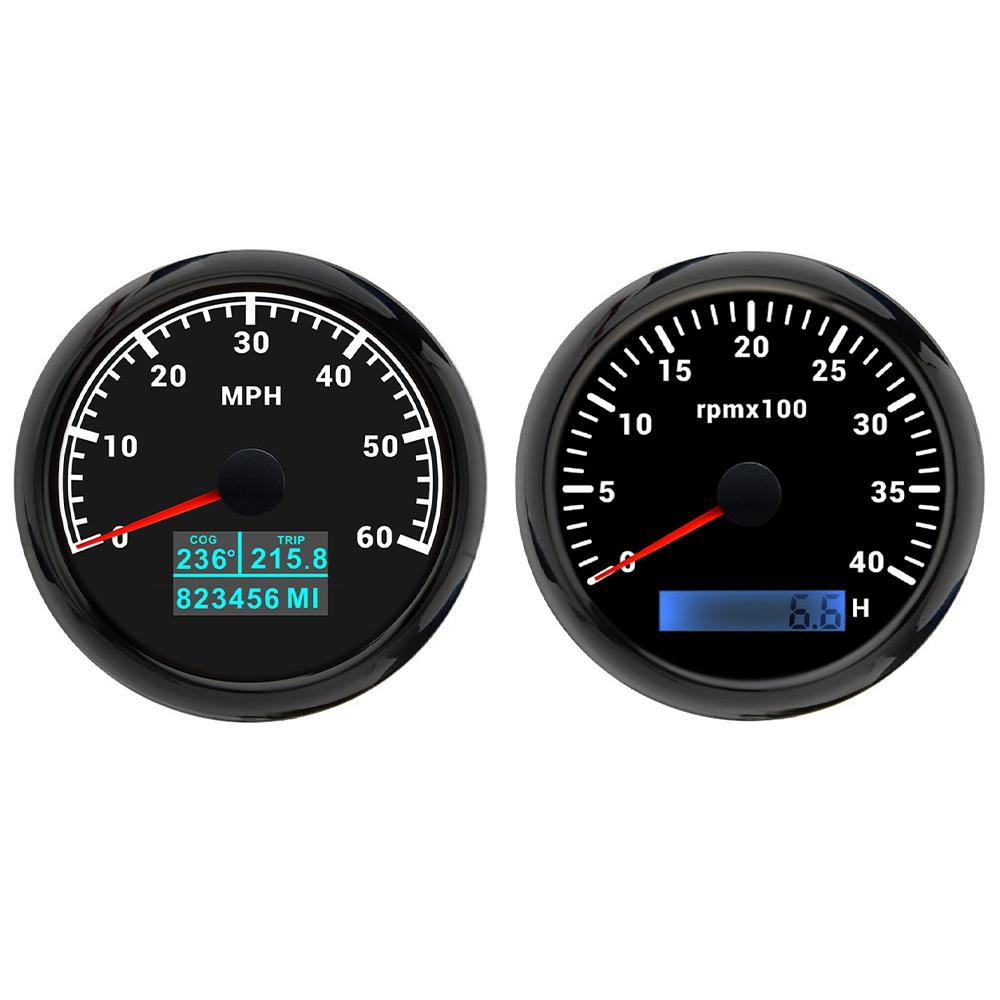 85mm GPS Speedometer 60M 80M 120M 160M 200M with 4K 6K 7K 8K RPM Tachometer with 7 Colors Backlight for Car Boat Yacht 9-32V