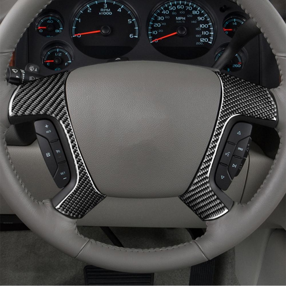 2× Carbon Fiber Steering Wheel Cover Trim For Chevy Silverado GMC Sierra 2007-13