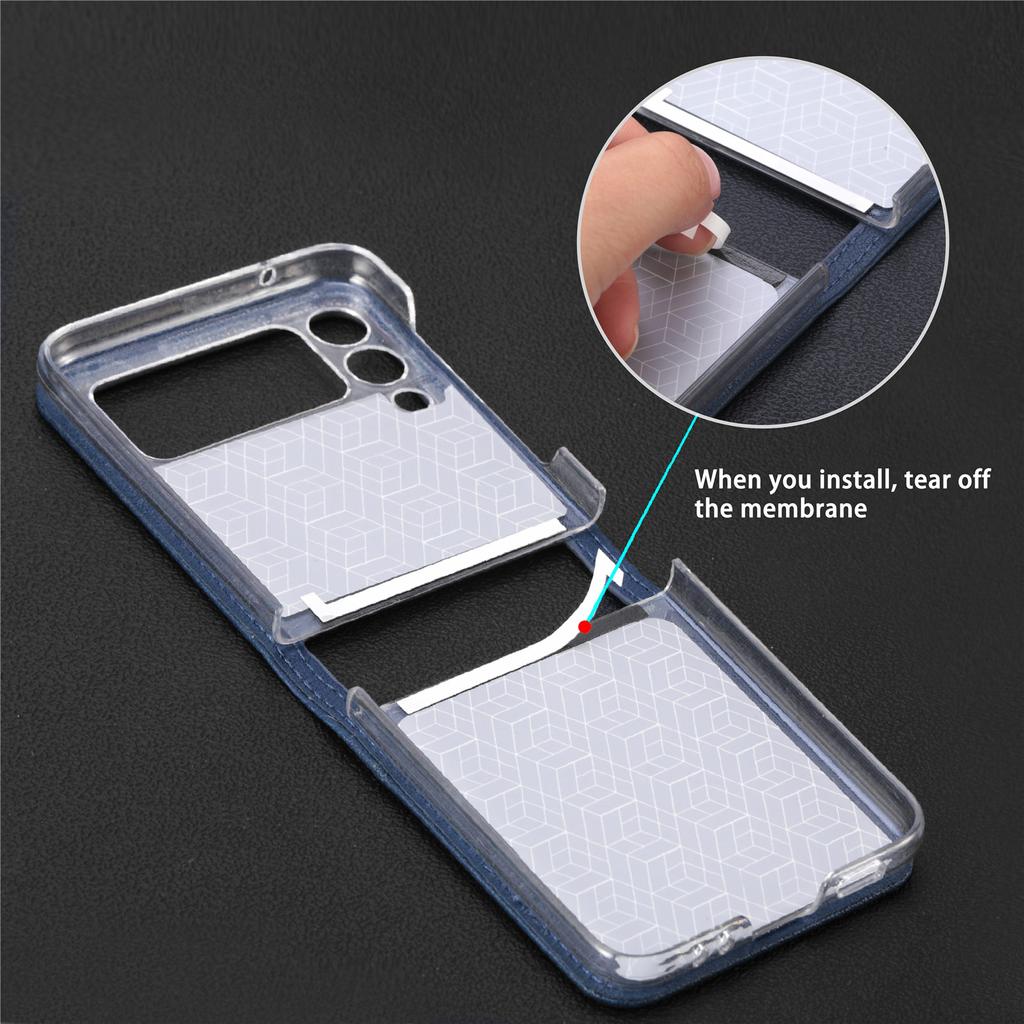 Anti -Scratch Luxury Leather Phone Coque Case For Samsung Galaxy Z Flip 4 5g Flip4 Flip 3 Flip3 Zflip4 Card Slot Funda Cover