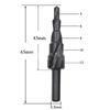 3-piece Set of High-speed Steel Nitrided Black Spiral Fluted Triangular Shank Titanium-plated Step Drills Metric Pagoda Drills