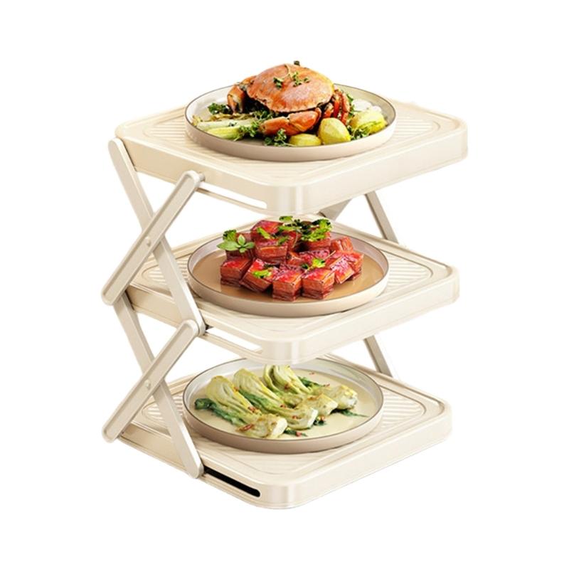 Компактная пластиковая кухонная полка с съемными ярусами, идеально подходит для организации специй, приправ и кухонной утвари