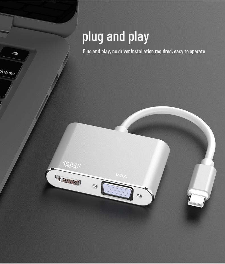 Док-станция USB-C: Многопортовый USB-хаб-адаптер-кабель Type-C на HDMI/VGA