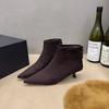 Женские ботильоны с острым носком, дизайнерские замшевые туфли на высоком каблуке, модные роскошные зимние короткие ботинки 2025, элегантные туфли-лодочки Mujer Botas