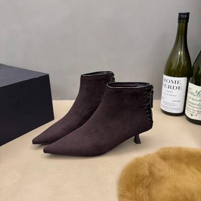 Женские ботильоны с острым носком, дизайнерские замшевые туфли на высоком каблуке, модные роскошные зимние короткие ботинки 2025, элегантные туфли-лодочки Mujer Botas