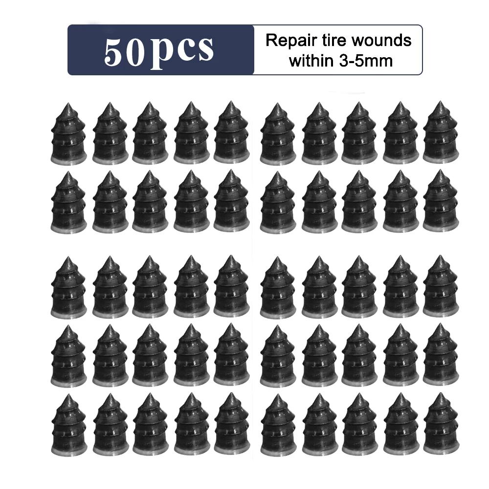 50 шт. Автомобильные вакуумные гвозди для ремонта шин Оптовая продажа Инструменты для ремонта шин для мотоциклов Набор гвоздей для ремонта шин при проколе Резиновые гвозди для шин