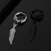 1 Pair Women Earrings Solid Color Feather Shape Stainless Unisex Smooth Drop
