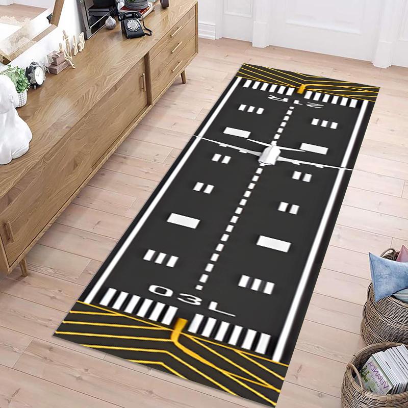 3D Визуальный Коврик-дорожка Взлетно-посадочная полоса Самолет Коврик для Энтузиастов Авиации Прочный Устойчивый к Выцветанию Нескользящий Ковер для Прихожей