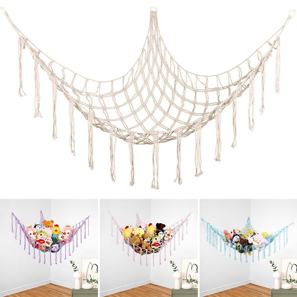 Wall Corner Hanging Storage Net Organizer Woven Triangle Toy Net Creative Mesh Hammock