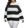 Женский трикотаж в полоску, межцветный пуловер, свободный свитер с круглым вырезом