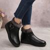 Fashion Casual Side Zip Pu Ankle Boots Women 2025 Winter Warm Short Plush Non Slip Mom's Shoes Vintage Soft Faux Fur Wedge Heel Booties