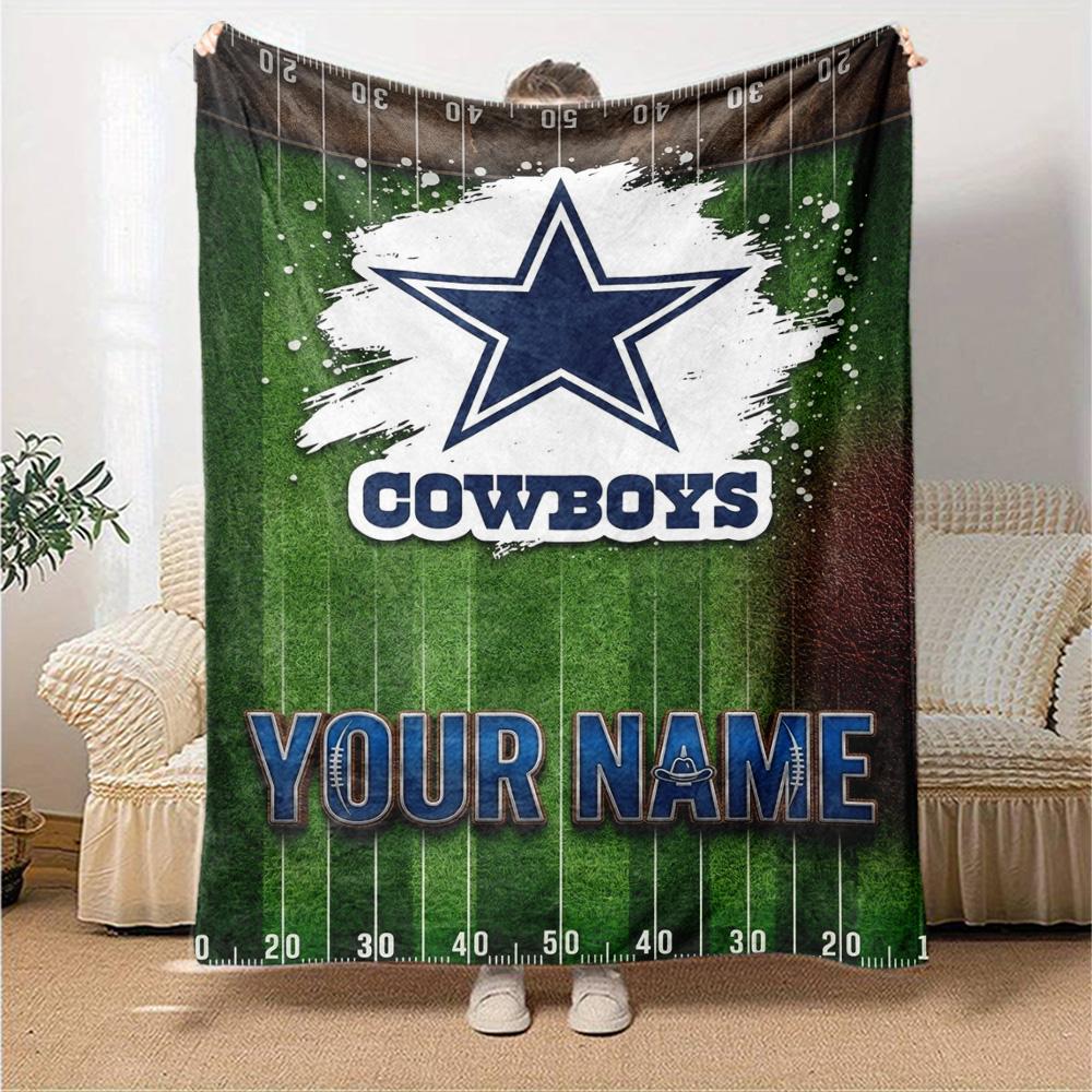 Name Custom Dallas Cowboys Logo Print Flannel Blanket High Quality Warm Comfortable Cover for All Seasons Perfect for Gifts Home Decor