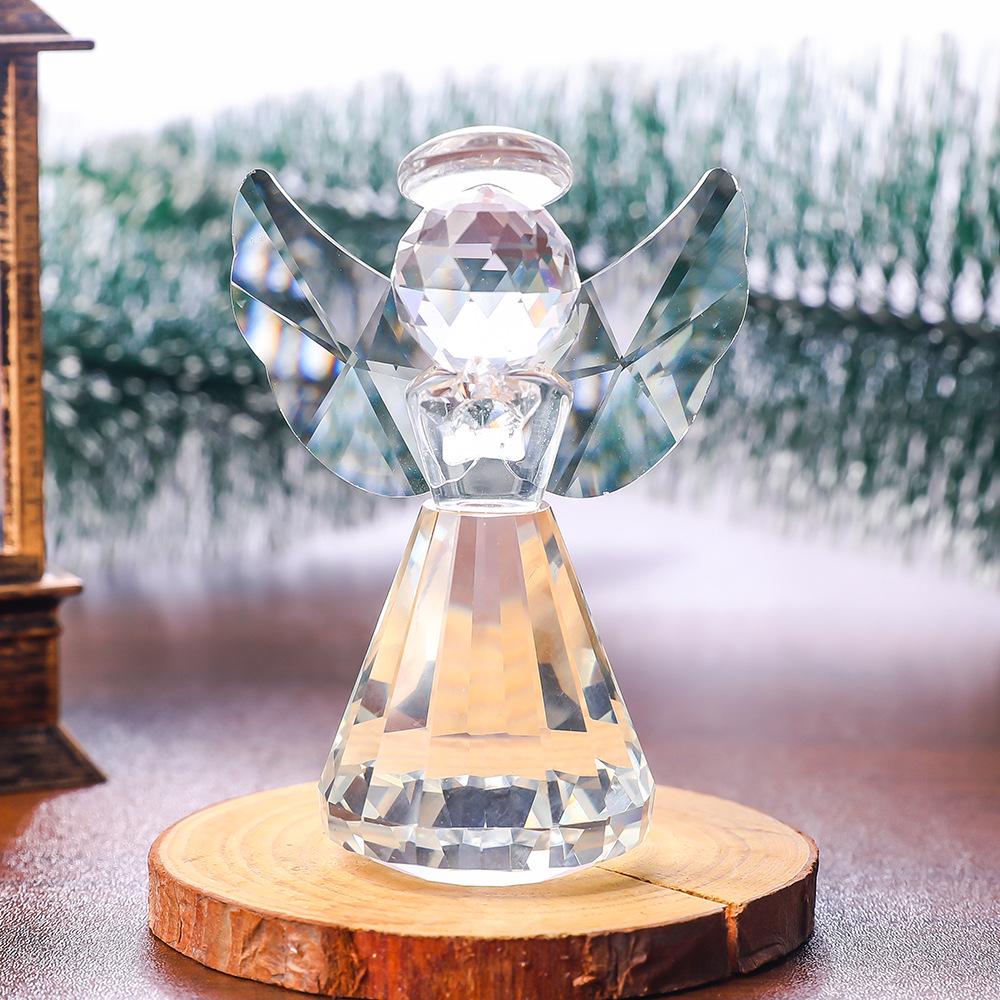 Nordic Style Geometric Crystal Angel Ornament – Small Glass Guardian for Home Decor