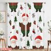 2pcs,2D plane printing Curtains Digital Printed Cute Santa Claus Christmas_a Versatile 100% Polyester (without rod) Decorations