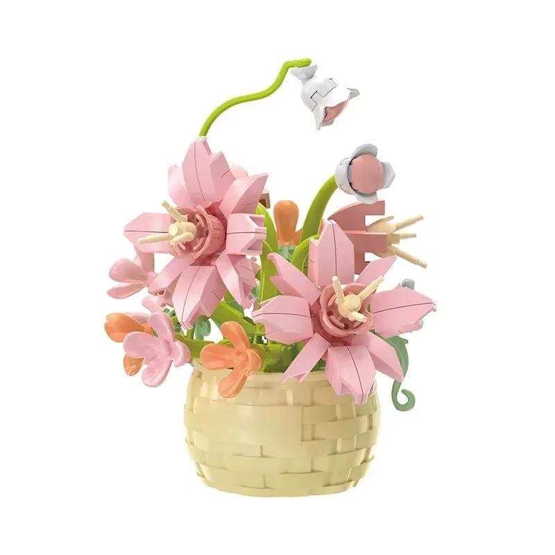 Сделай сам MOC Роза в горшке Подсолнух Растения Суккуленты Бонсай Дерево Сады Романтический Конструктор Модель Кирпичики Детские Наборы Комплекты Игрушка Девочка