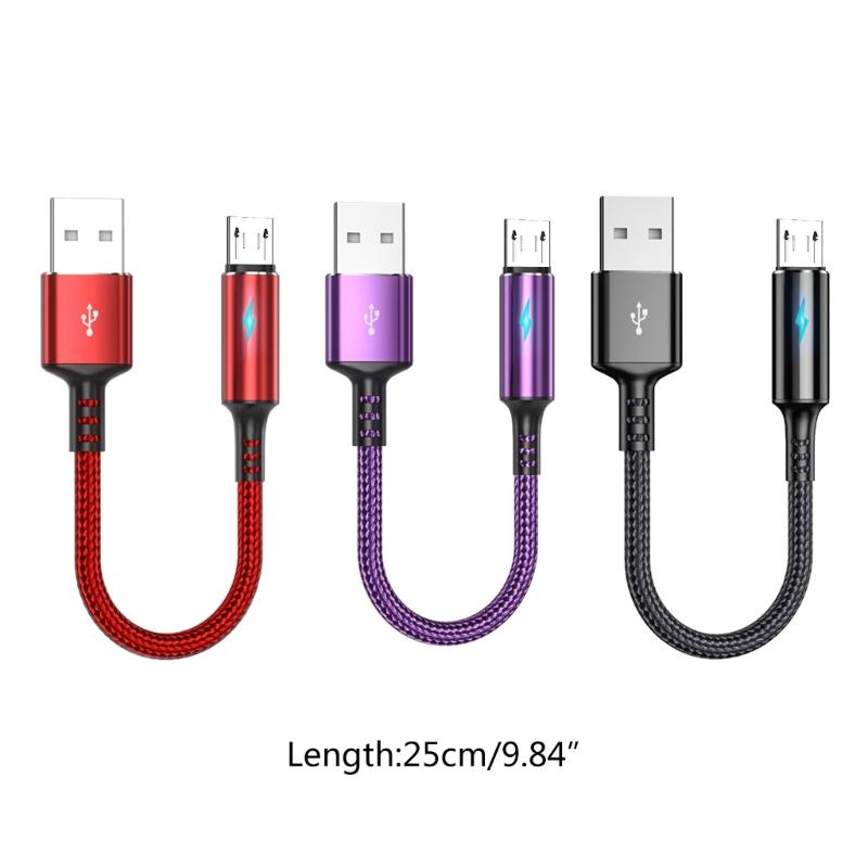 Короткий кабель Micro USB, кабель USB на Micro USB в нейлоновой оплетке для быстрой зарядки, поддержка передачи данных 480 Мбит/с