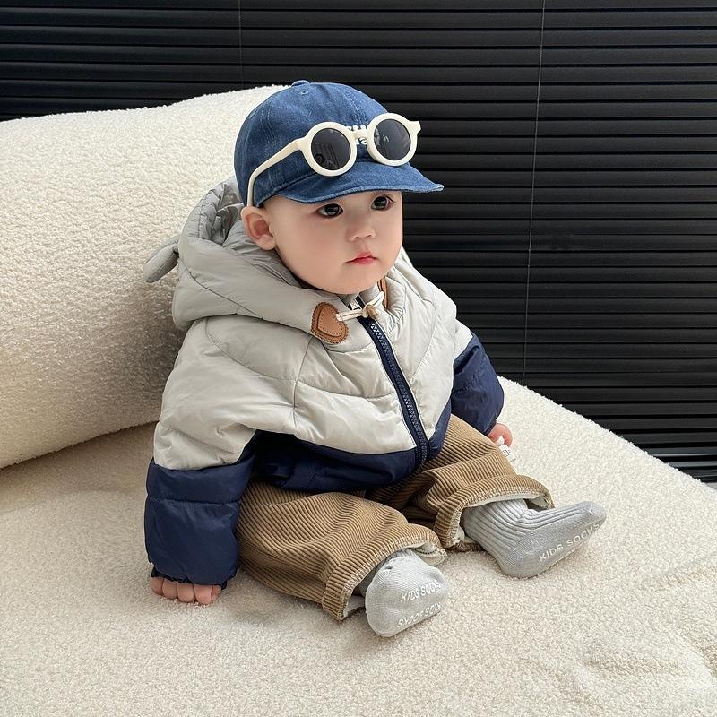 Children'S Clothing Winter New Boys Contrasting Colors Warm White Duck Down Jacket Baby Cold-Resistant Warm Down Jacket Cotton-Padded Coat