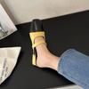 2024 Square Heel Cover Toe Slippers Casual Shoes Woman 2024 Lady Low Slipers Women Block Soft Luxury Girl Flat Pointed Summer New