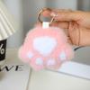 Imitation Mink Fur Cat Paw Keychain – Plush Girly Faux Fur Bag Charm