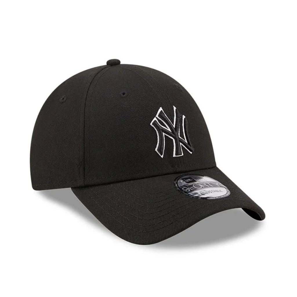 New Era 940 9FORTY Adjustable One Size Fits Polyester Baseball and Black with Silver Outline Cap, All, Cap, Men's Women's, Gender-Free, [Used]