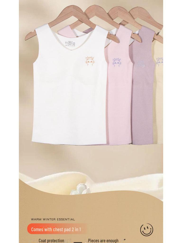 Girls' Seamless Thermal Vest with Chest Pad - Autumn/Winter