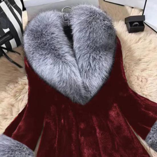 Женское пальто с открытой передней частью, воротником и манжетами из искусственного меха, повседневная пушистая теплая верхняя одежда с длинными рукавами для осени и зимы