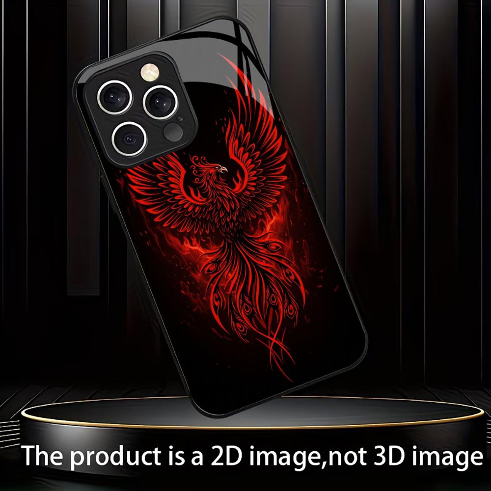 New Red Fire Phoenix Print fashion phone cases phone case fundas Glass Phone Case for iPhone 17 16 15 14 13 12pm Pro Plus