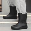 Medium Tube Rain Shoes Trendy Men's Rain Boots Fixed Integrated Cotton Lint Thickened Flat Bottom Water Shoes Waterproof Boots Rubber Shoes